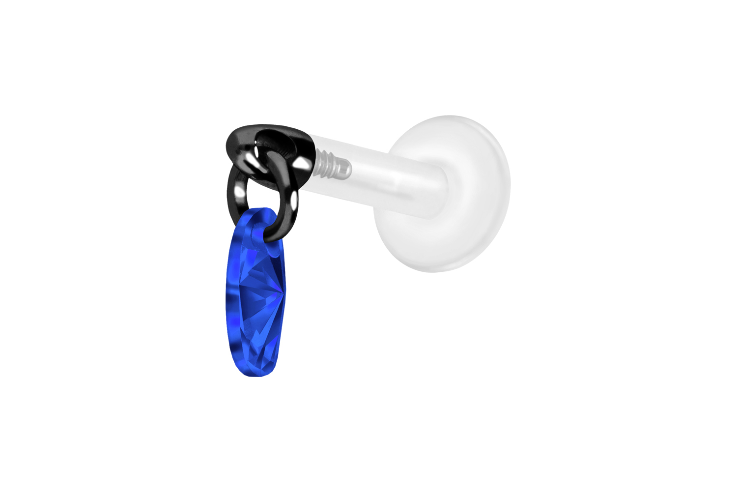 PTFE Labret Piercing mit Innengewinde + Titan-Aufsatz KRISTALLOVAL